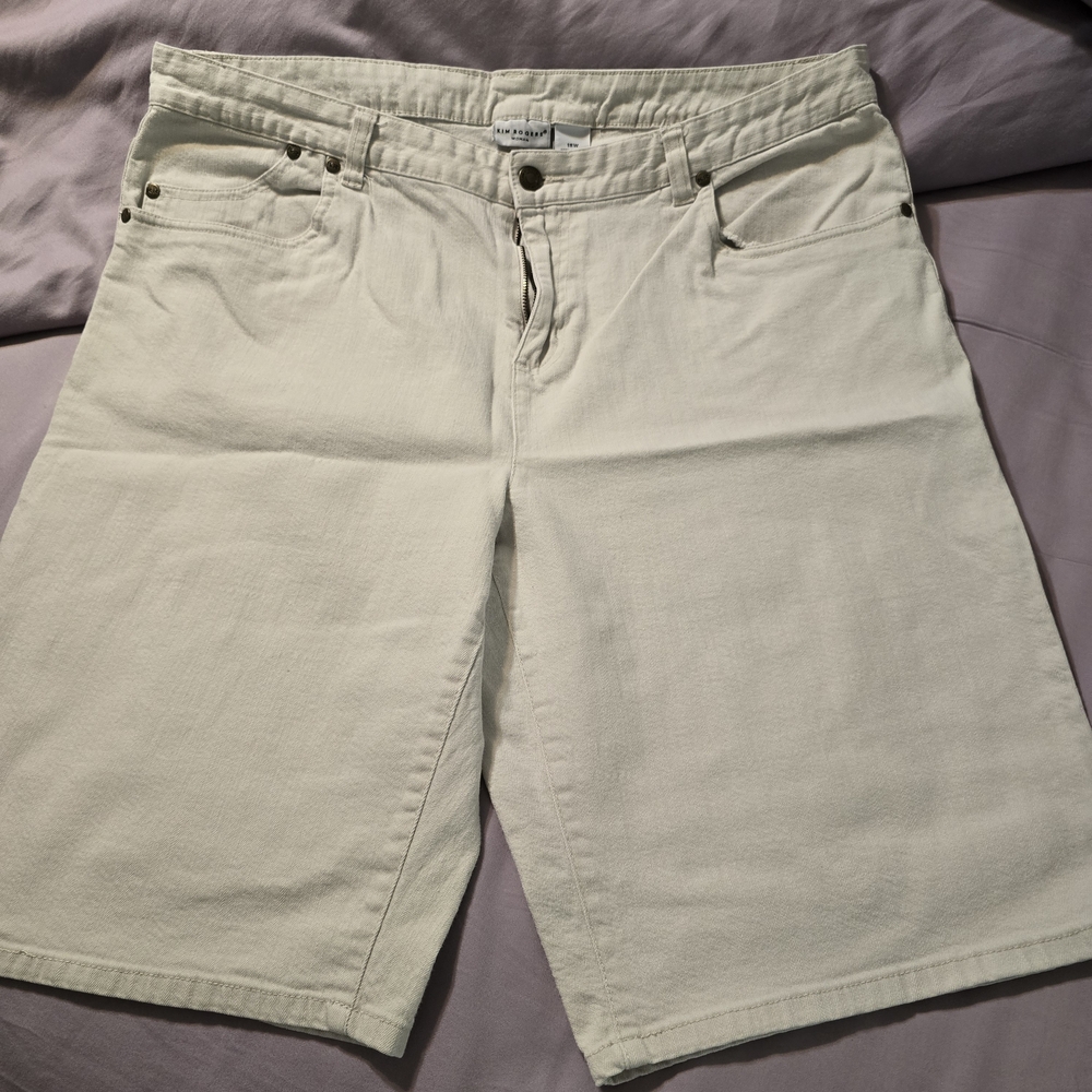 Kim Rogers Off-White Denim Bermuda Shorts